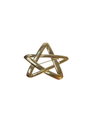 Vintage Signed Monet Gold Tone 5 Point Star Brooch Pin